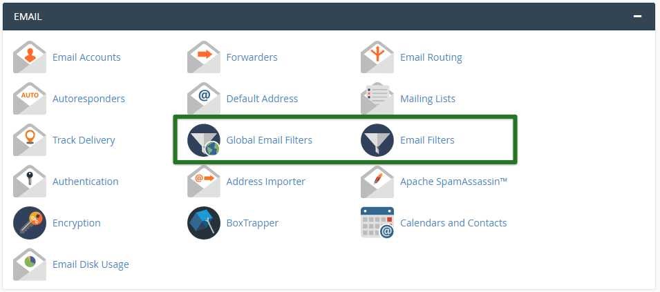 Email Filter Selection