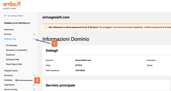 Panello Di Controllo Hosting Linux Database