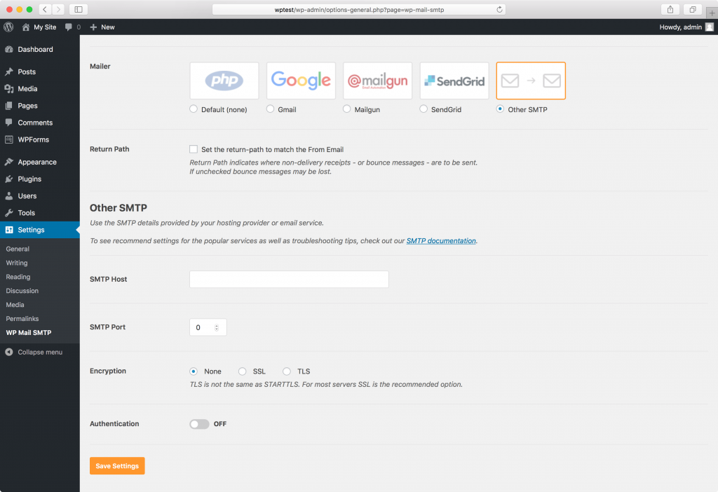 WP Mail SMTP Configuration